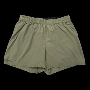 Craft Sportswear Men Running Shorts L Olive Green Athletic Liner Pockets